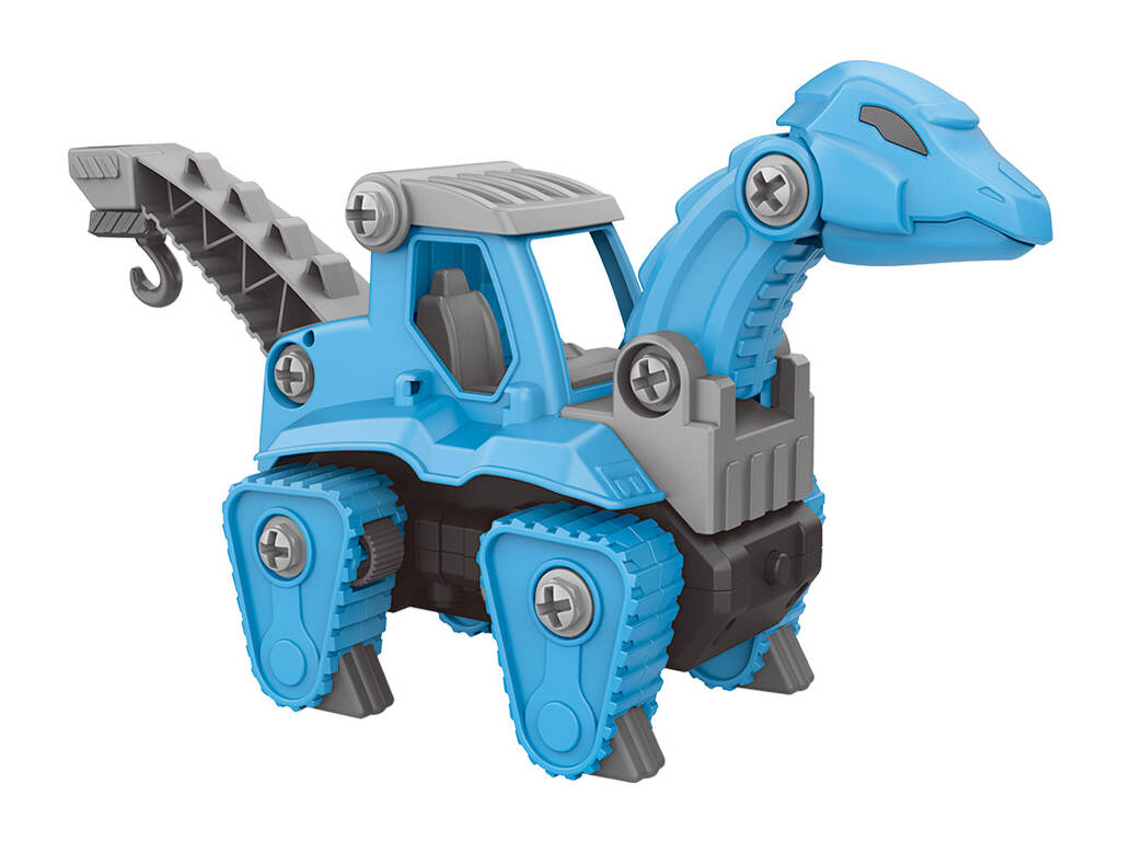 Assemblez votre véhicule grue bleu et gris Dino Dino avec des outils