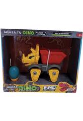 Assemblez votre camion-benne Dino rouge, jaune et gris avec des outils