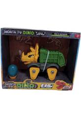 Bau deinen grünen, gelben und grauen Dino-Müllwagen mit Werkzeug