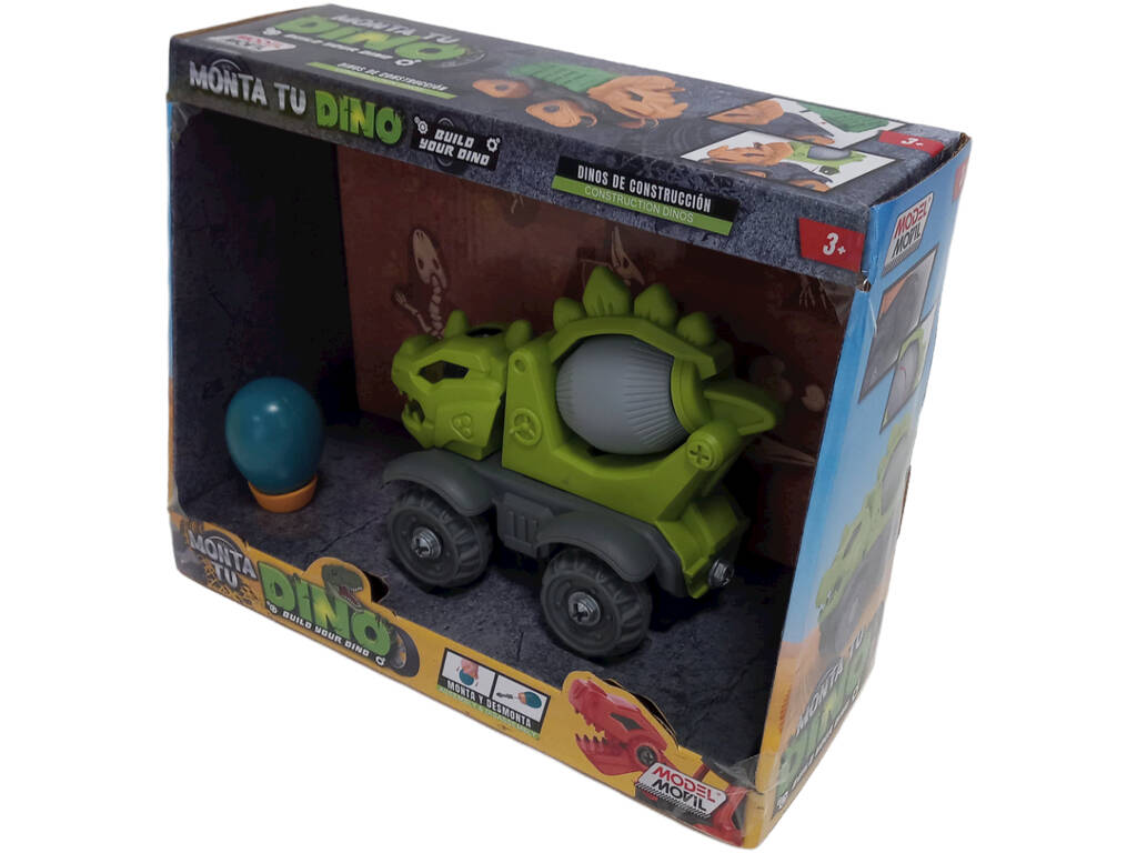 Assemblez votre camion malaxeur à béton vert et gris Dino avec des outils