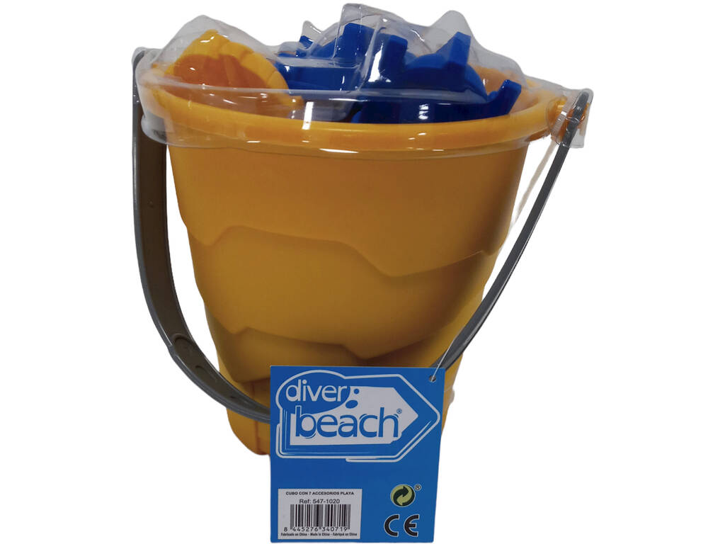 Cubo robot con 7 accessori da spiaggia