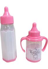 Lot de 2 biberons magiques pour bébé rose Arias 6092