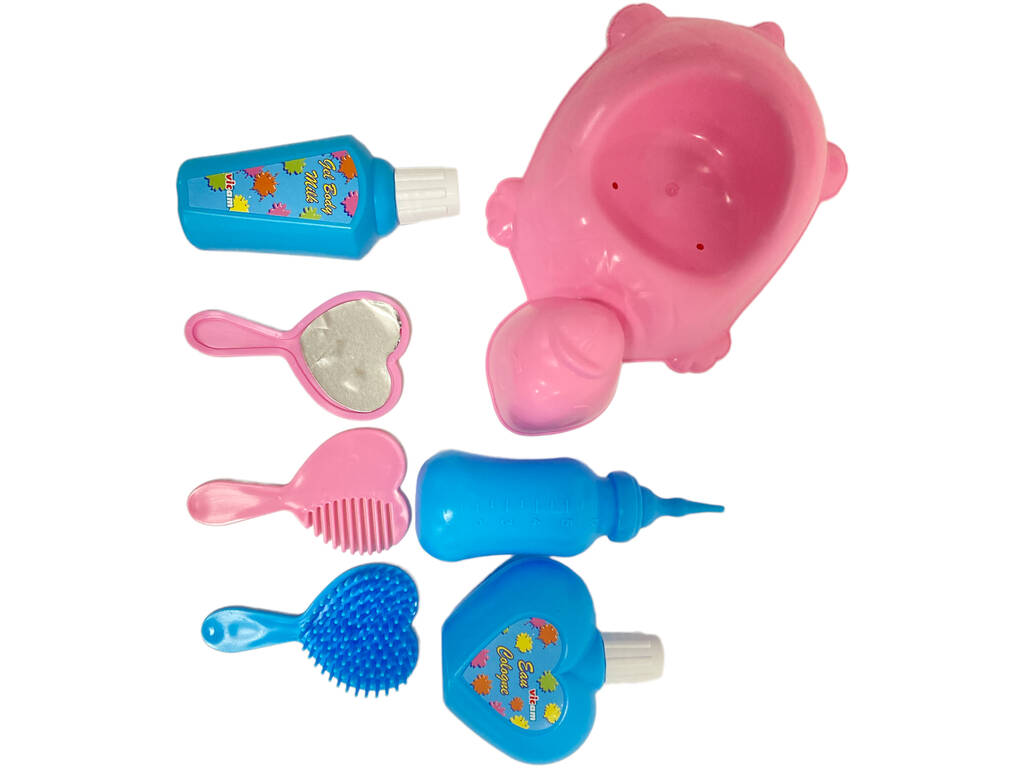 Vicam 73-JU Baignoire de toilette pour poupée 8 pièces