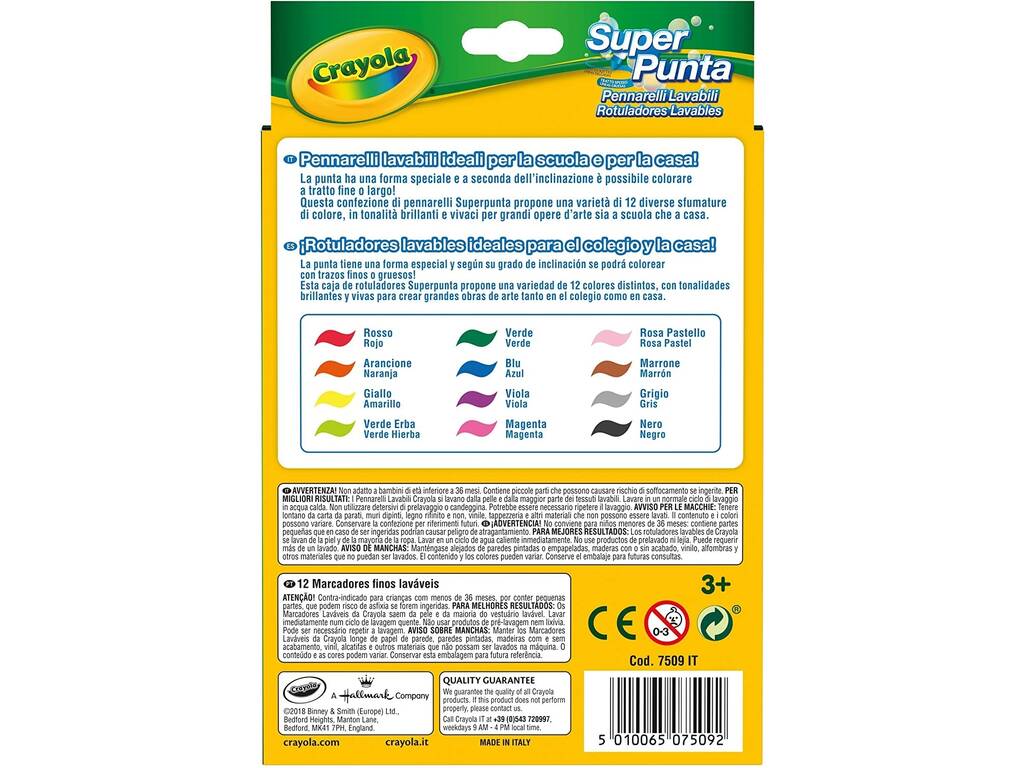 12 pennarelli Super Punta lavabili Crayola 7509