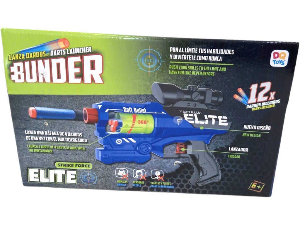 Bunder Elite Red 23cm Lanceur de fléchettes rouge avec 12 fléchettes
