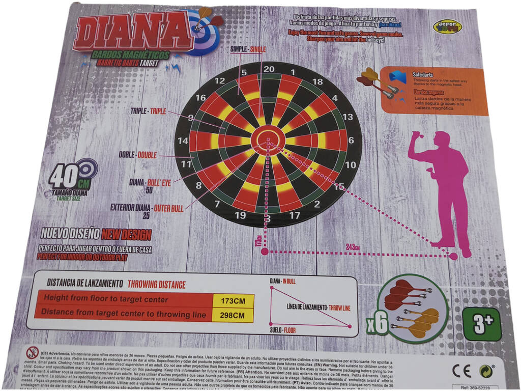 Bersaglio 40 cm. con 6 freccette magnetiche