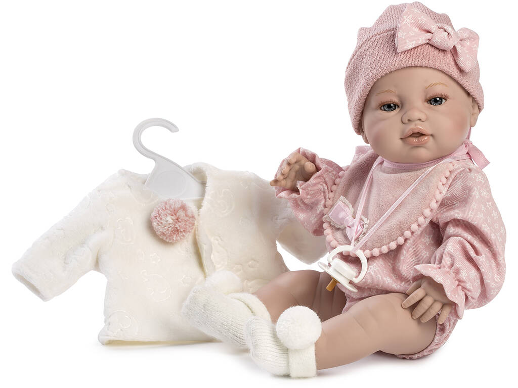 Bambola neonata 42 cm. Bavaglino e giacca bianchi Berbesa 5121