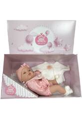 Boneca Recém Nascida 42 cm. Babador e Casaco Branco Berbesa 5121