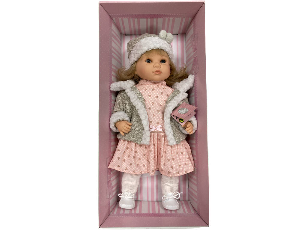 Bambola parlante Sandra 40 cm. Abito e cappello con pompon Berbesa 4419
