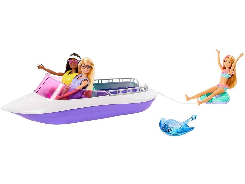 Bateau à moteur Barbie Mermaid avec poupées Mattel HHG60