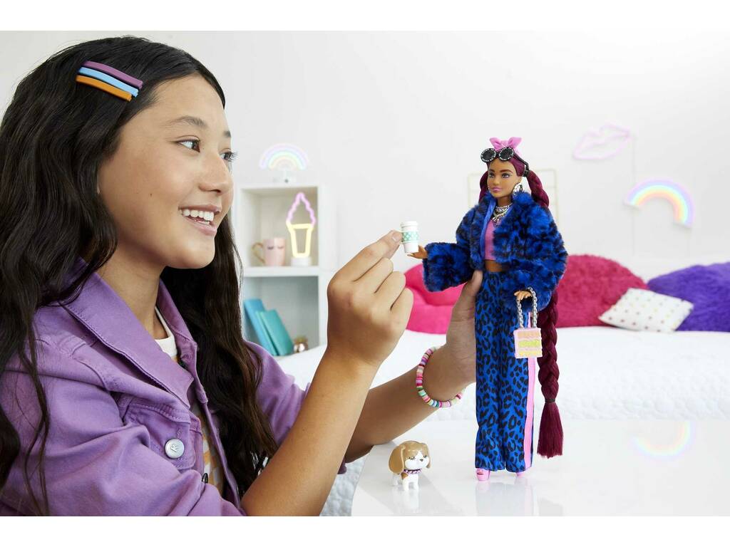 Barbie Extra Tuta da ginnastica leopardo blu Mattel HHN09