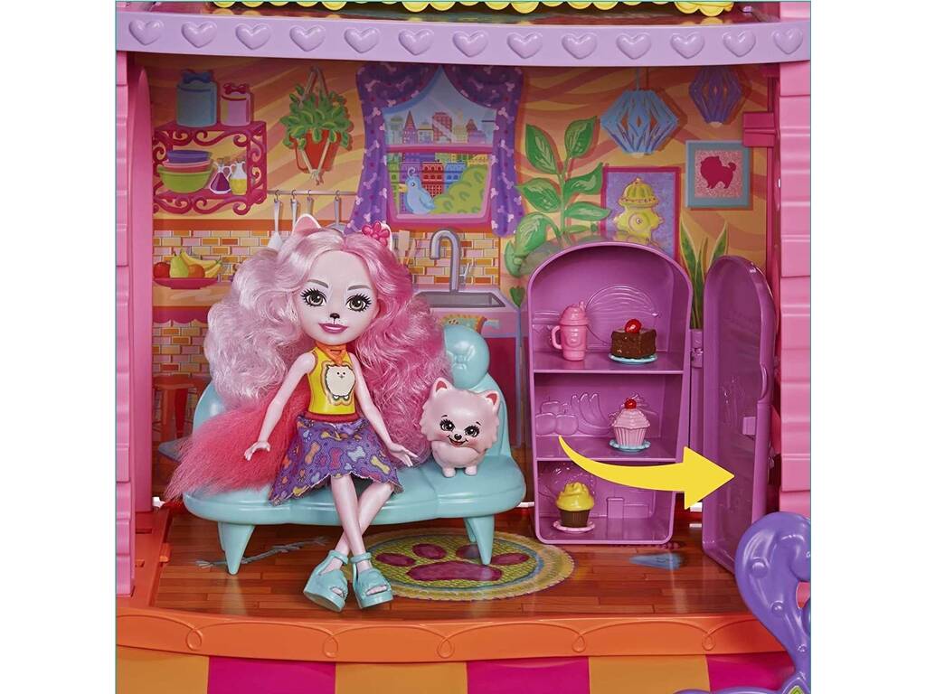 Enchantimals City Tails Caffetteria e Casa di Città di Palmer Pomerian Mattel HHC18