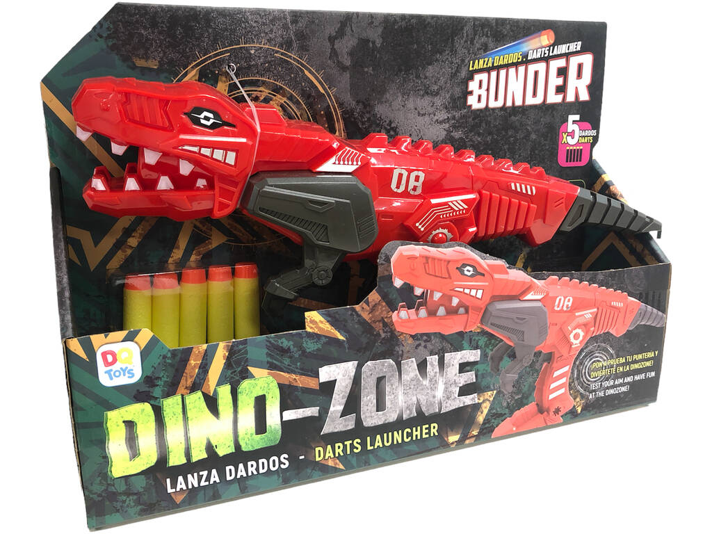 Lance Flèchettes Tyranosaure Rouge 30 cm. avec 5 Flèchettes
