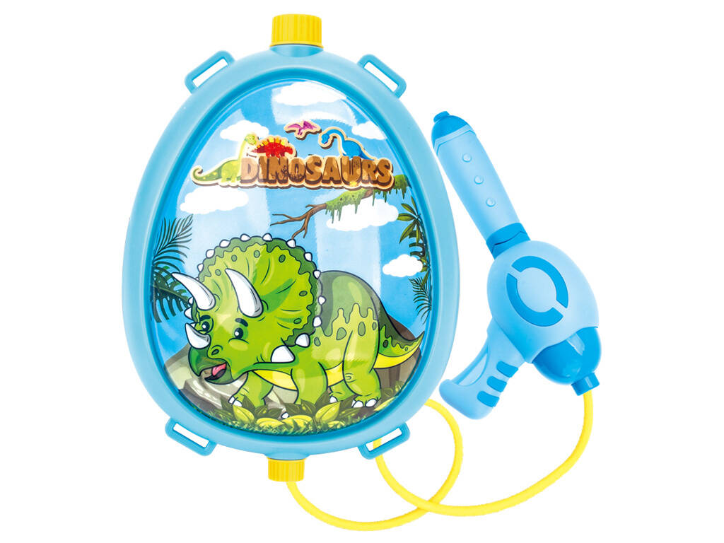 Sac à dos lanceur d'eau bleu avec dinosaure vert