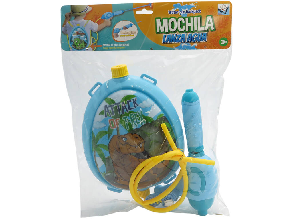 Sac à dos lanceur d'eau bleu avec dinosaure brun