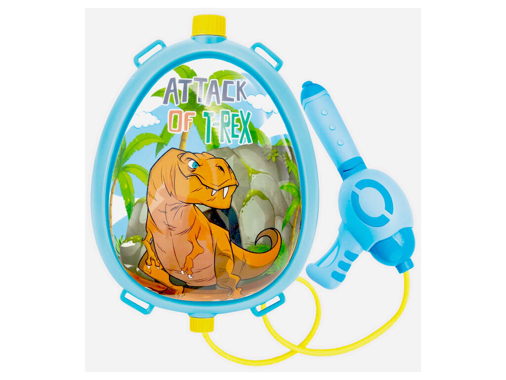 Sac à dos lanceur d'eau bleu avec dinosaure brun