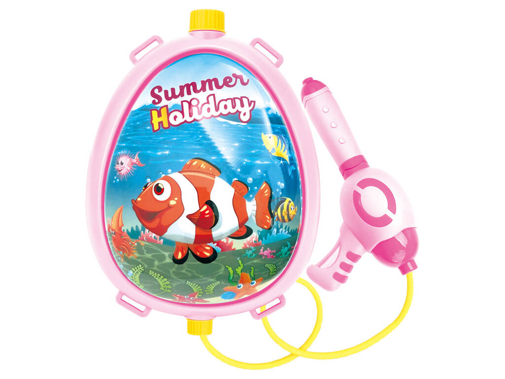 Zaino lanciatore d'acqua rosa con pesce clown