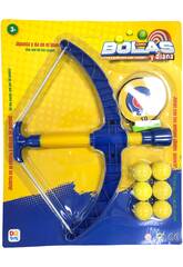 Arc à 6 boules avec cible de fléchettes bleue et 6 boules