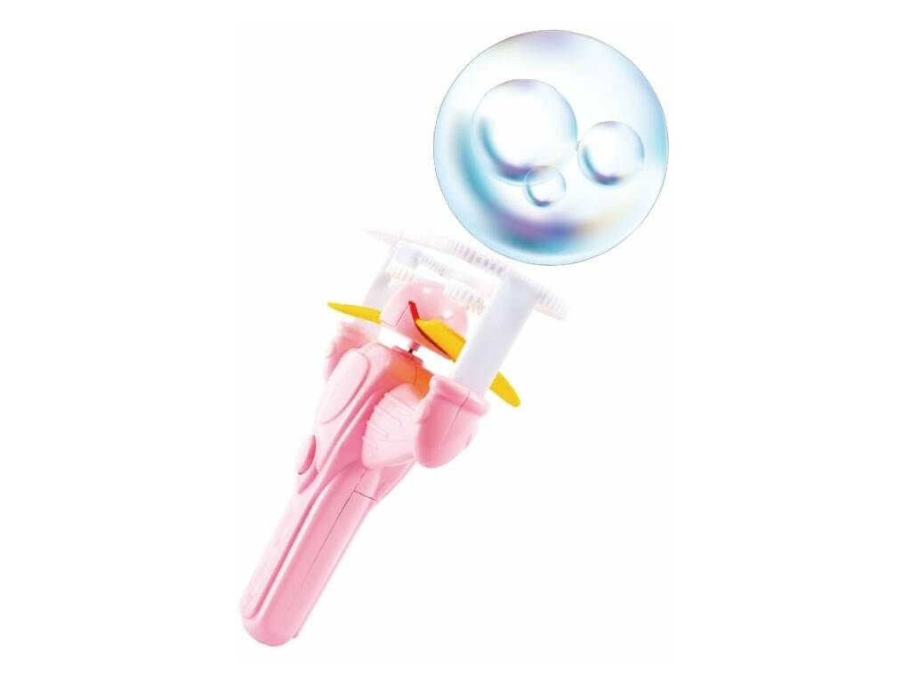 Machine à bulles de savon rose avec disco et fusée volante