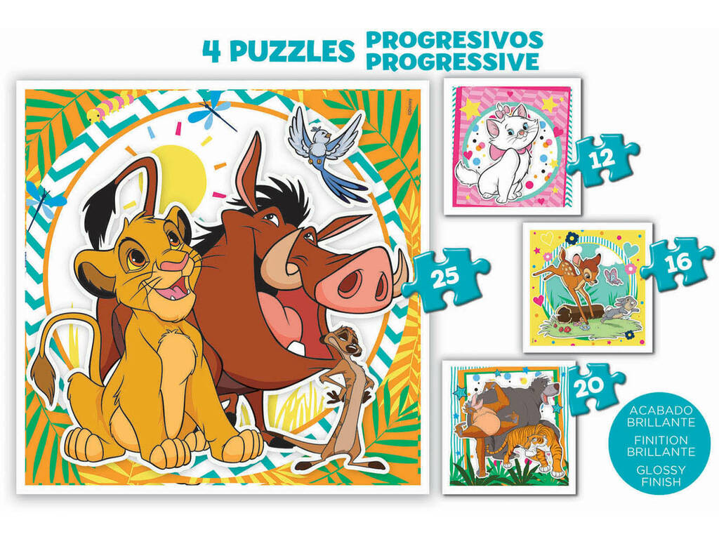 Puzzle Disney Animals Valigia progressiva 12-16-20-25 Educa 19309