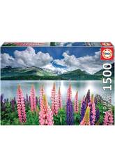 Puzzle 1500 Fiori di lupini sulle rive del lago di Sils in Svizzera Educa 19271