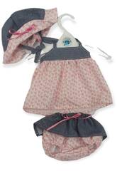 Vestito con Pololo Cuori e Cappello Bambola 48 - 50 cm.