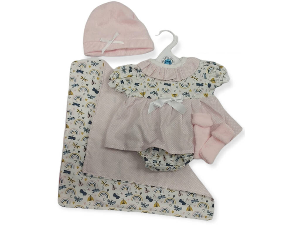 Kleid mit Schmetterlingsdruck für 38-40 cm große Puppen. von Berjuan. 4032