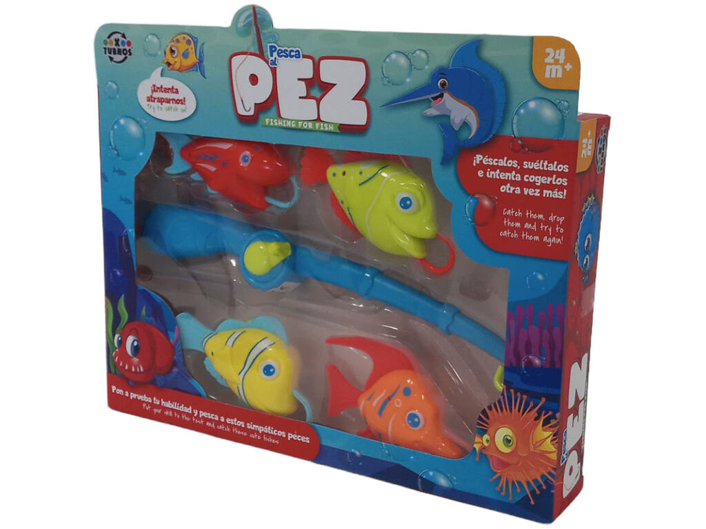 Conjunto de Pesca Cana Azul 28 cm. com 4 Peixes