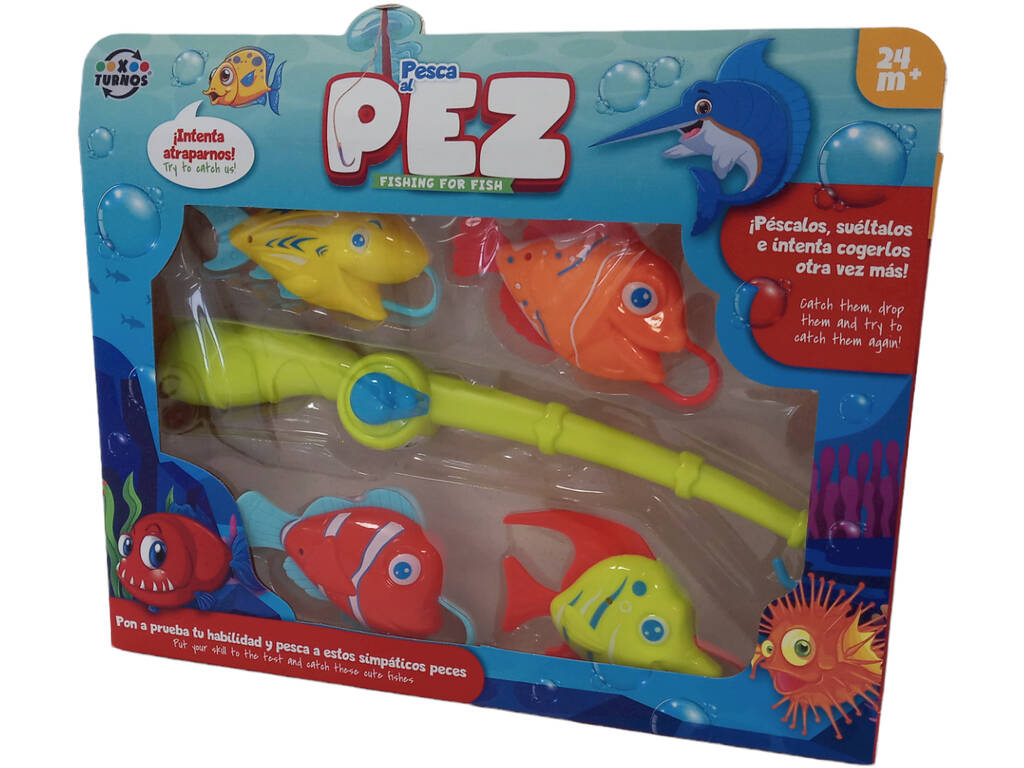 Set di canne da pesca verdi da 28 cm. con 4 pesciolini