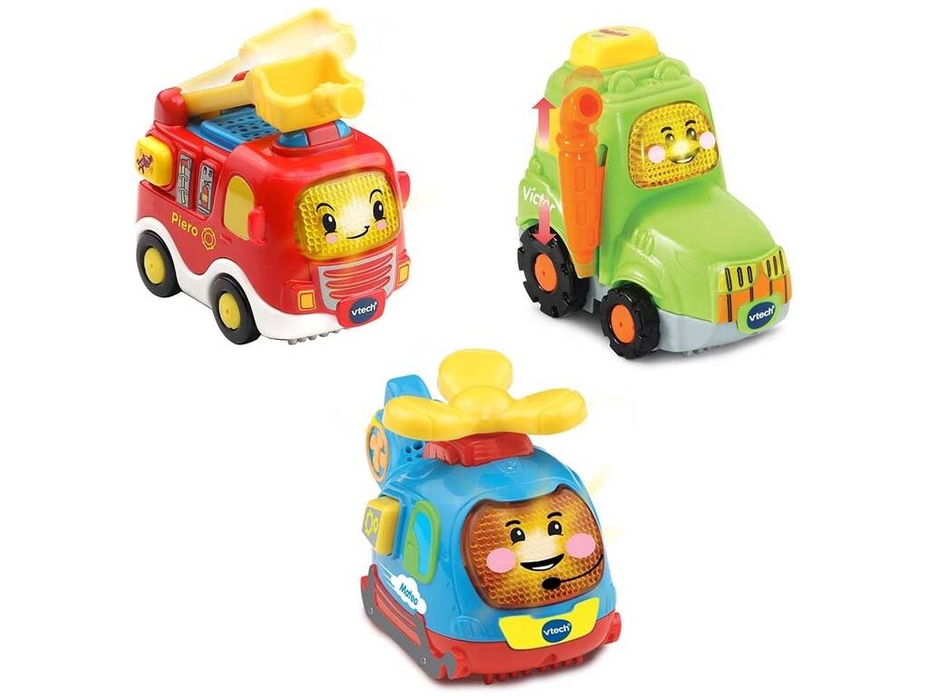 Tut Tut Bólidos Set Piero Fire Truck, Victor the Tractor und Mateo the Helicopter Vtech 242122