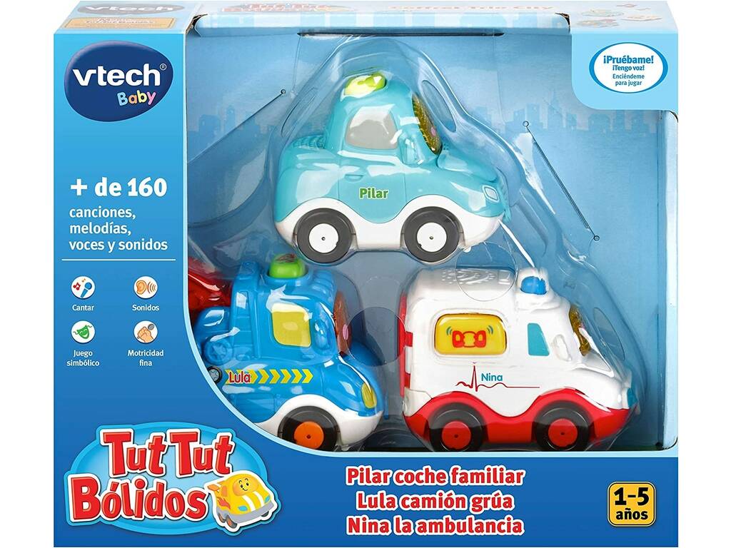 Tut Tut Bólidos Set Pilar Coche Familiar, Lula Camión Grúa y Nina la Ambulancia Vtech 242187