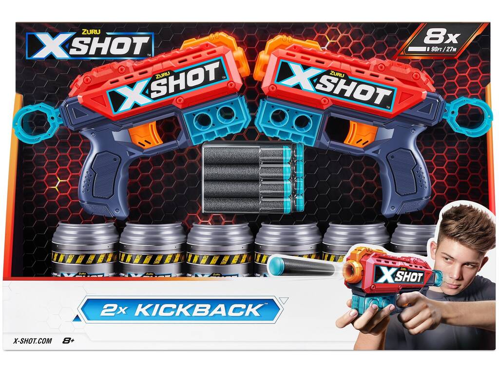 X-Shot Kickback Set 2 Pistole con 8 Freccette Zuru 36202