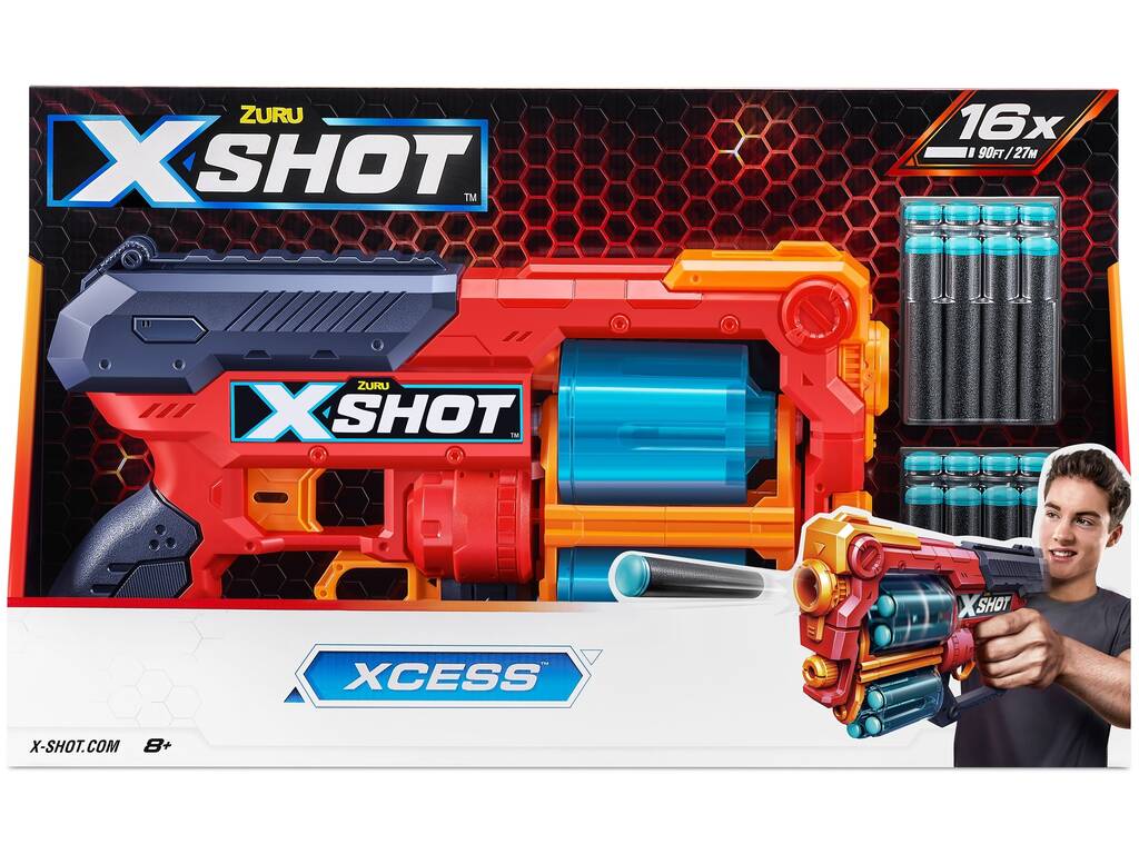 X-Shot Xcess Pistola con 16 freccette Zuru 36436