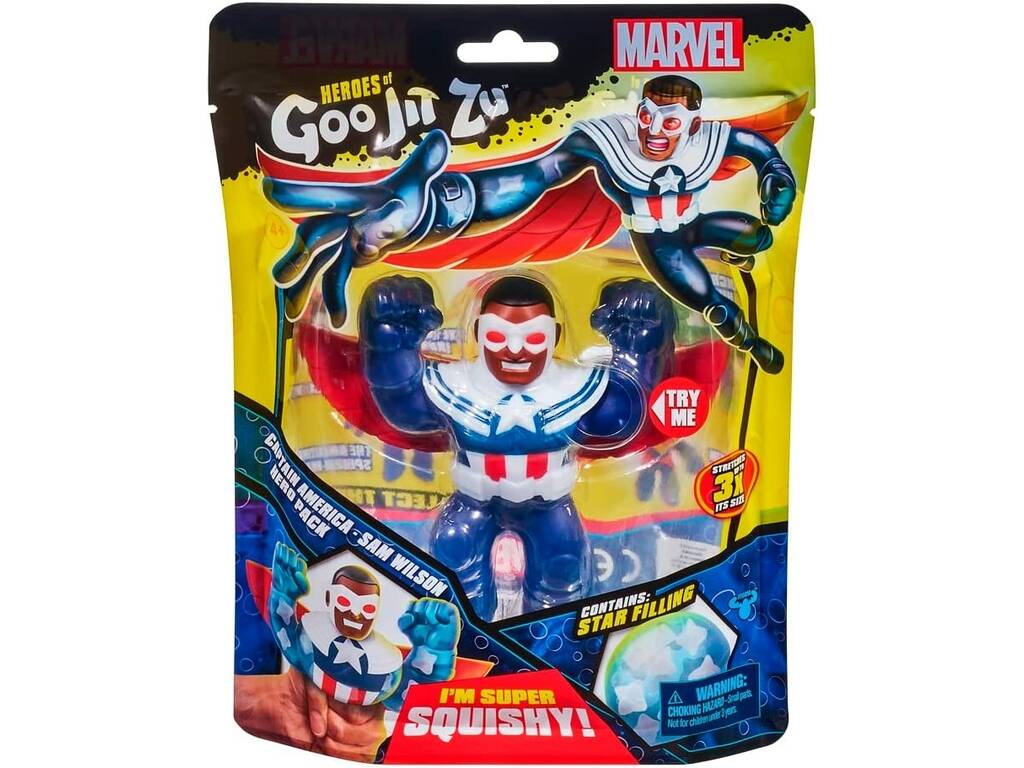 Eroi di Goo Jit Zu Marvel Figura Capitan America Sam Wilson Bandai CO41371