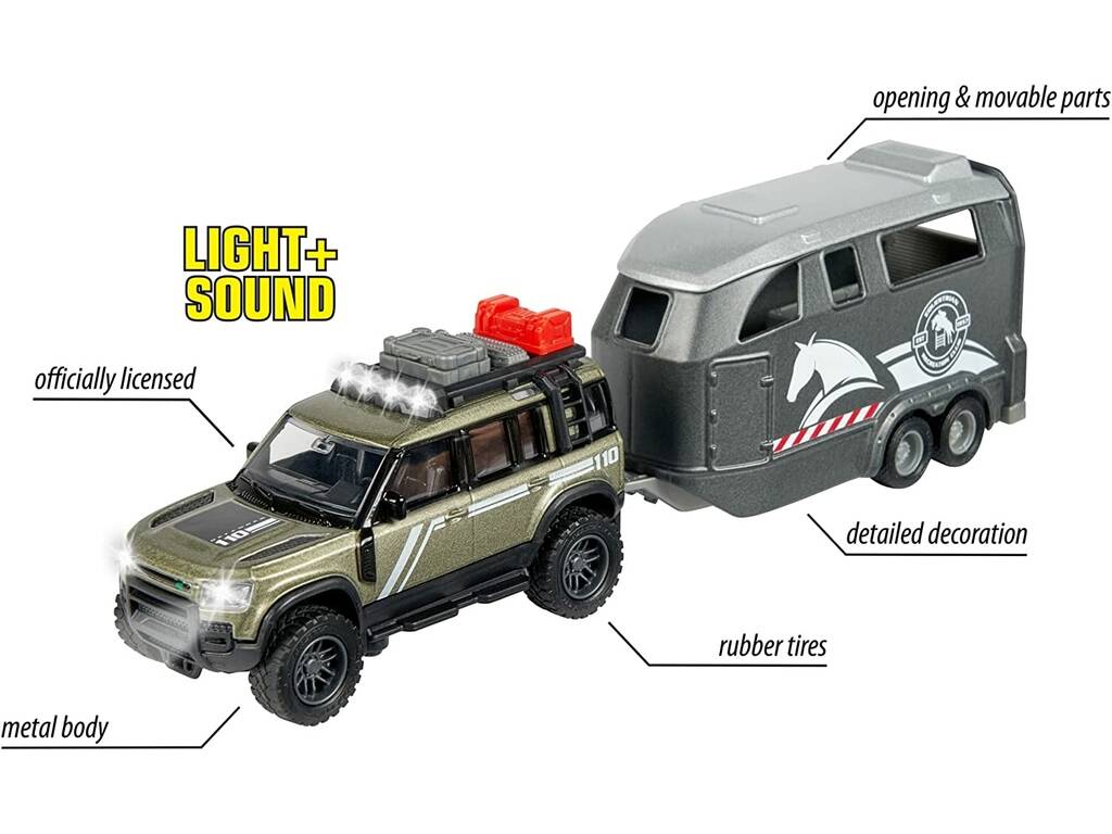 Land Rover Gs Véhicule Avec Remorque Chevaux Lumineux et Sons 25 cm. Simba 213776000
