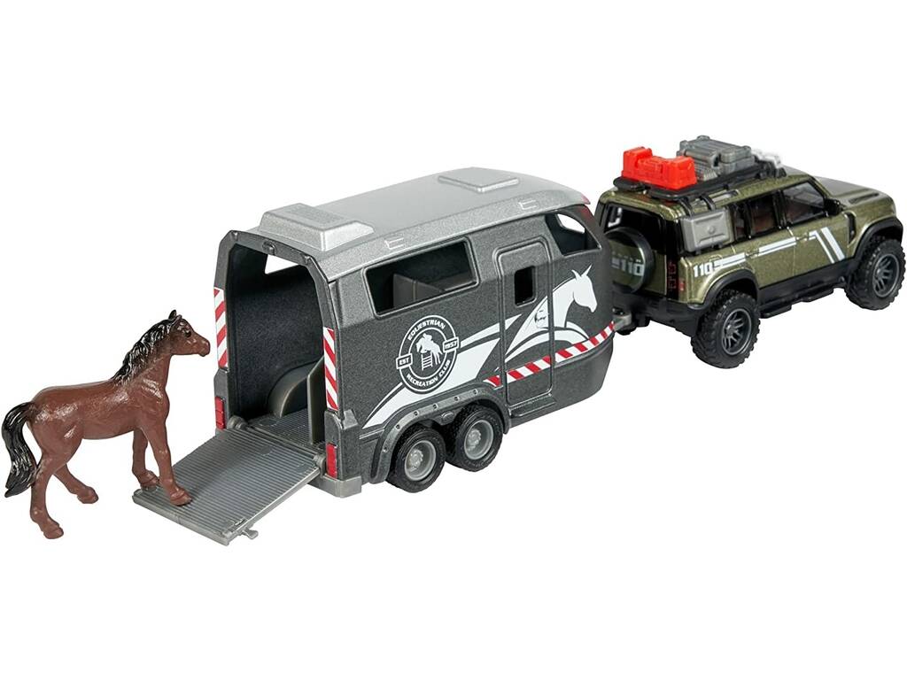 Land Rover Gs Véhicule Avec Remorque Chevaux Lumineux et Sons 25 cm. Simba 213776000