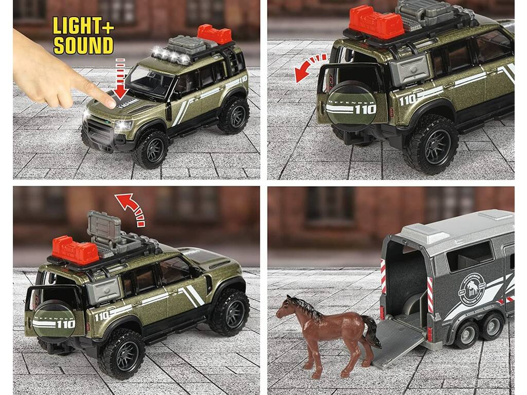 Land Rover Gs Véhicule Avec Remorque Chevaux Lumineux et Sons 25 cm. Simba 213776000