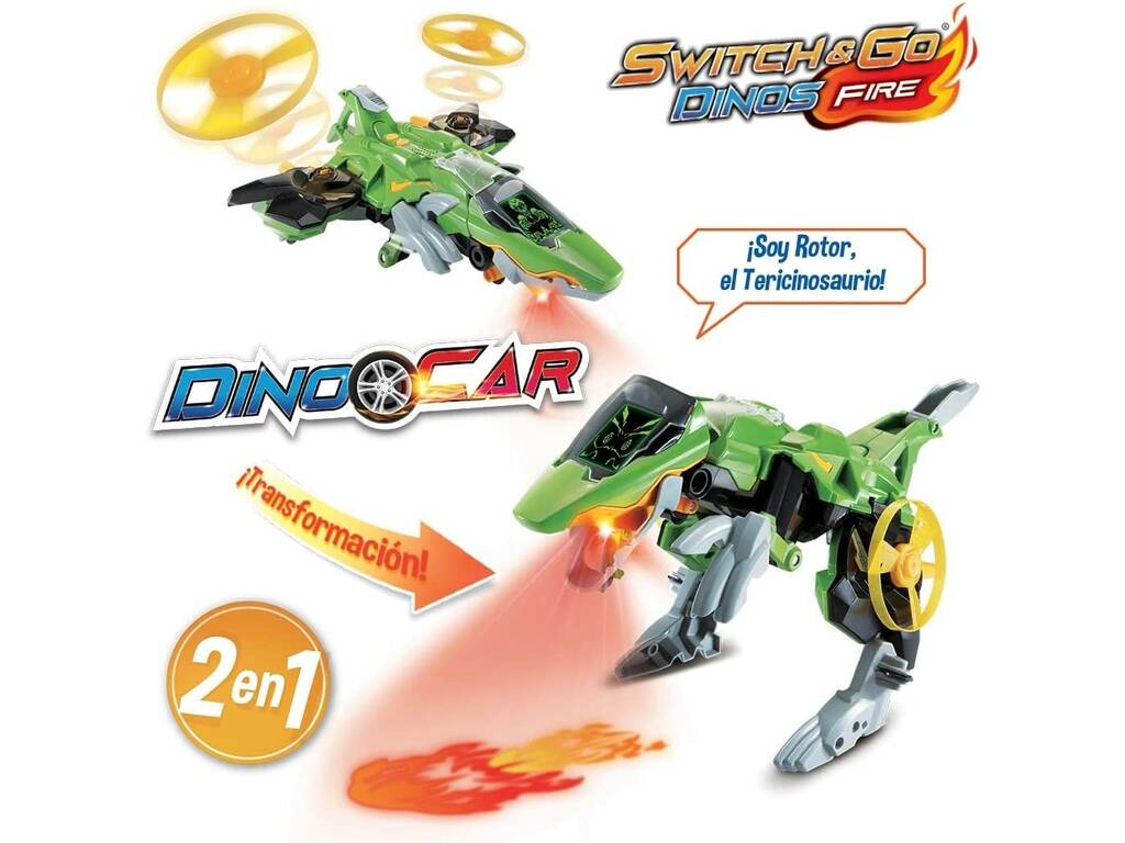 Switch & Go Dinos Fire Rotor L'aereo da combattimento Tericinosaurus Vtech 546822