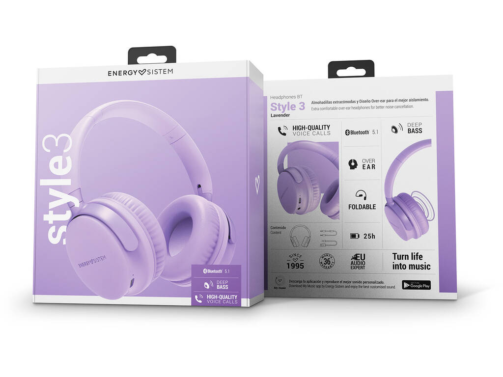 Casque d'écoute Auriculares Bluetooth Style 3 Lavender Energy Sistem 45305