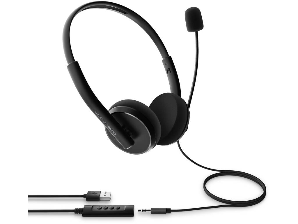 Fones de Ouvido Headset Office 2+ Black Energy Sistem 45202