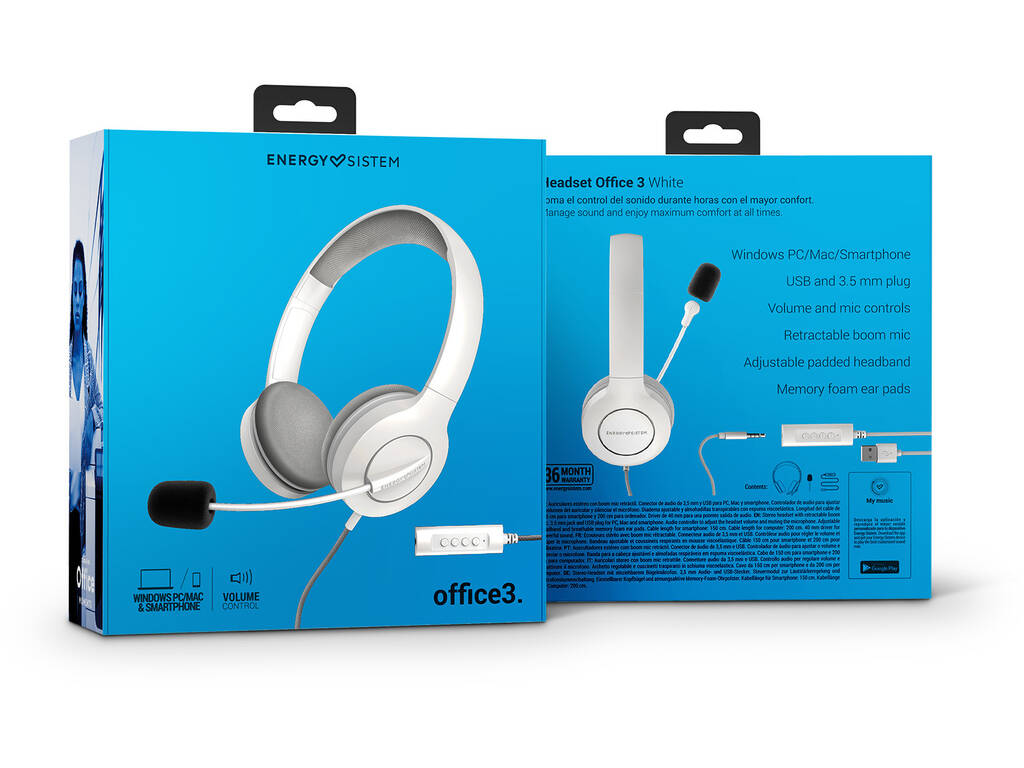Auriculares Headset Office 3 White Energy Sistem 45215