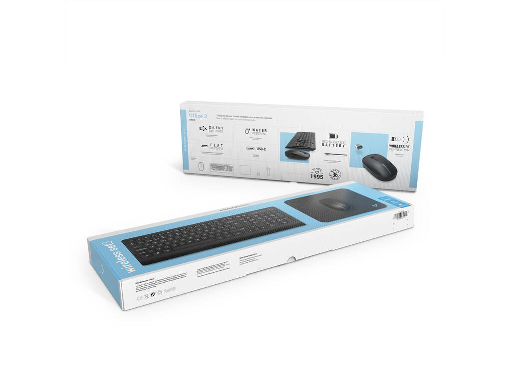 Kit clavier et souris sans fil pour le bureau Ensemble 3 silencieux avec tapis de souris Energy Sistem 45301