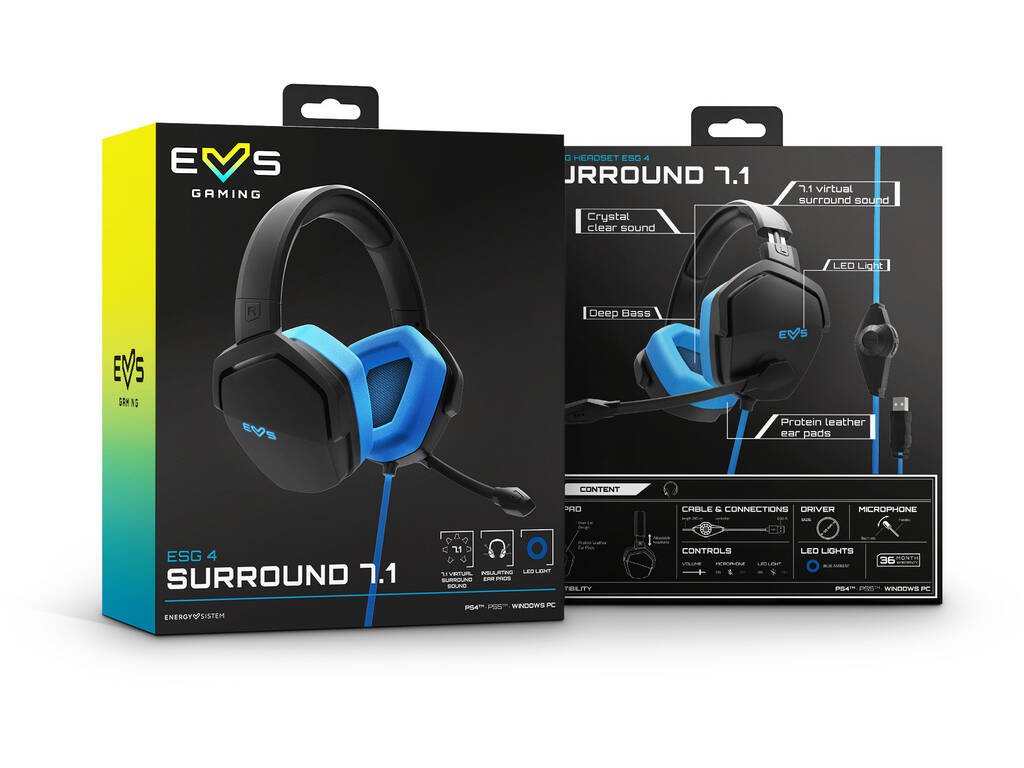 Fones de Ouvido Gaming Headset ESG 4 Surround 7.1 Blue Energy Sistem 45319