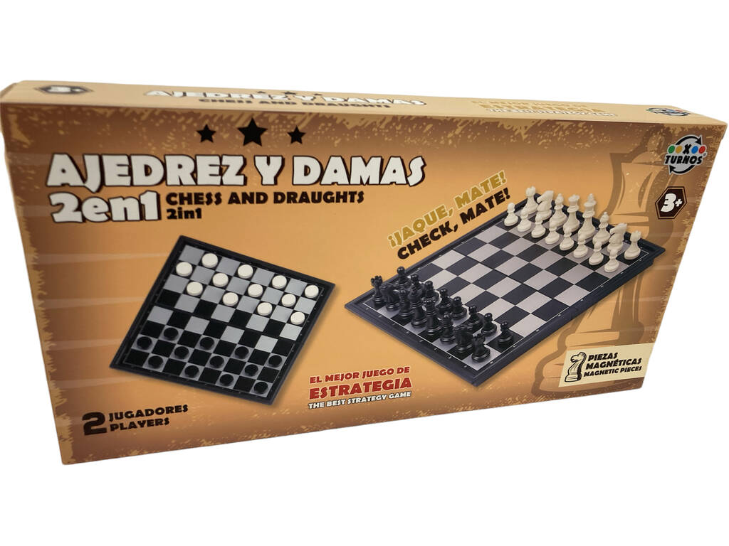 Échecs et dames magnétiques 31x31 cm.