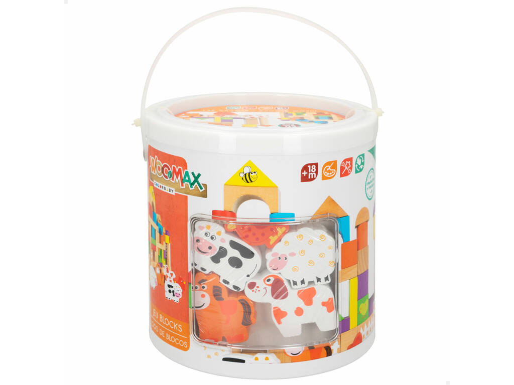 Cubo Gioco Blocs Legno 50 Pezzi Color Baby 42747