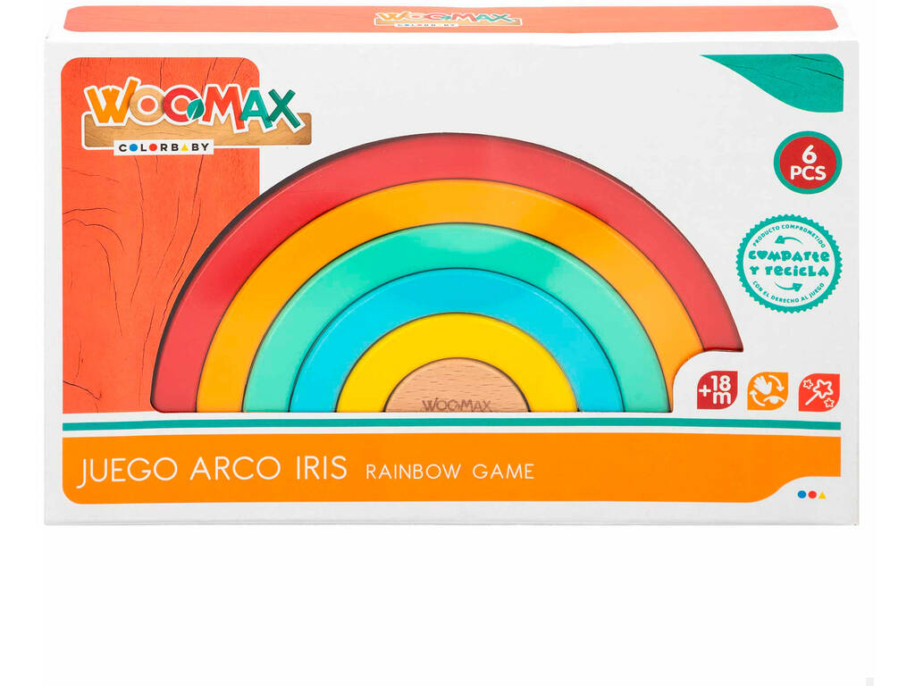 Gioco Arcobaleno in legno 6 pezzi Color Baby 49307