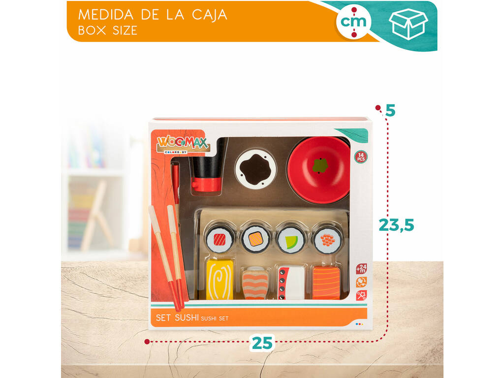 Set Sushi in legno 14 pezzi Color Baby 49336