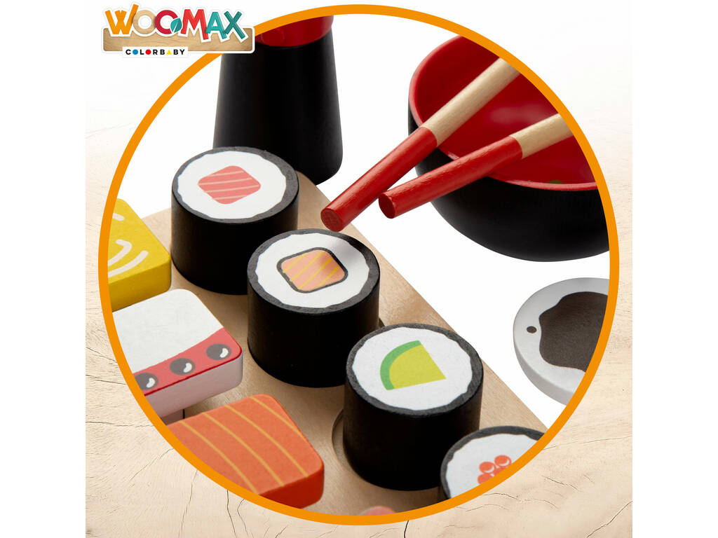 Set Sushi in legno 14 pezzi Color Baby 49336