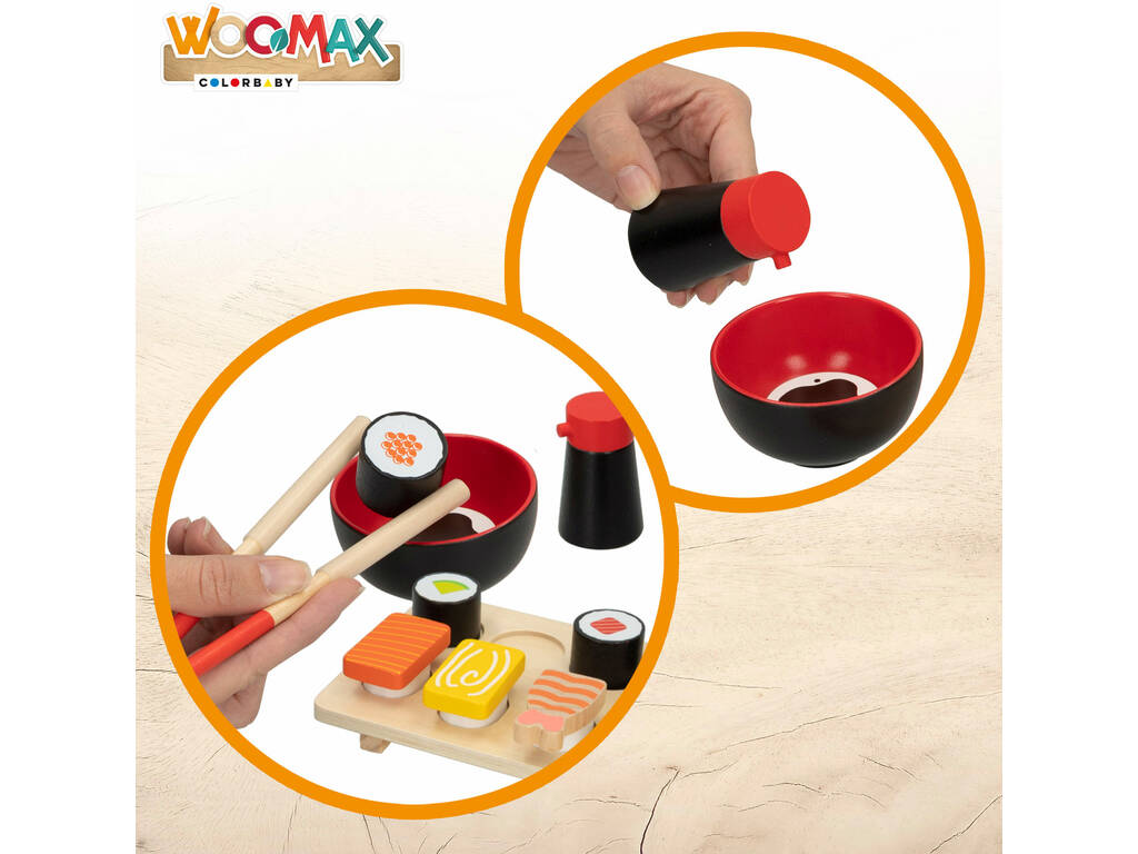 Set Sushi in legno 14 pezzi Color Baby 49336