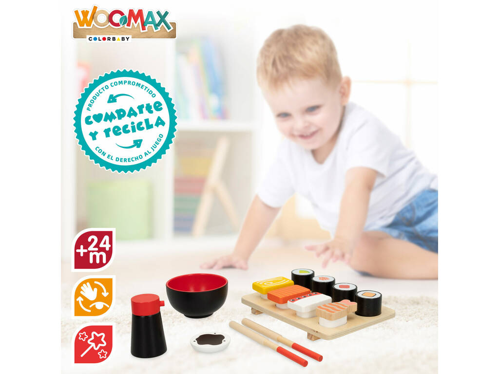 Set Sushi in legno 14 pezzi Color Baby 49336